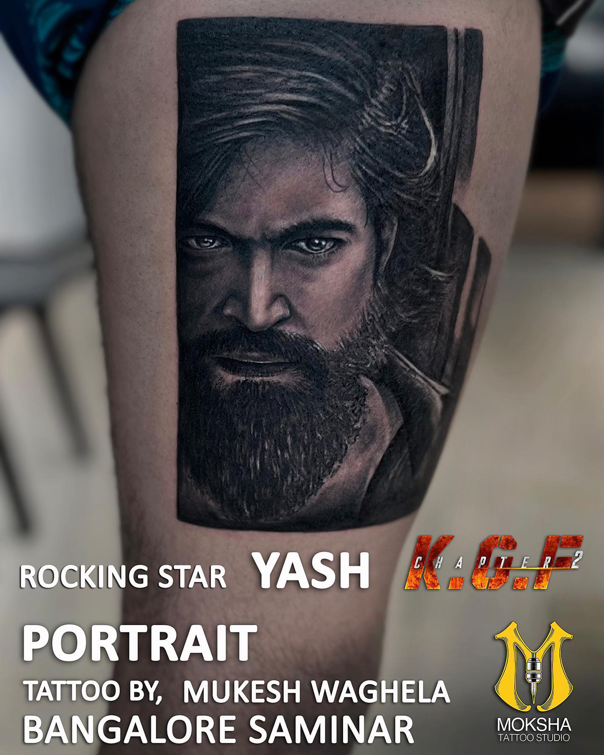 Actor Yash Portrait Tattoo: Mukesh Waghela Best Tattoo Artist Goa