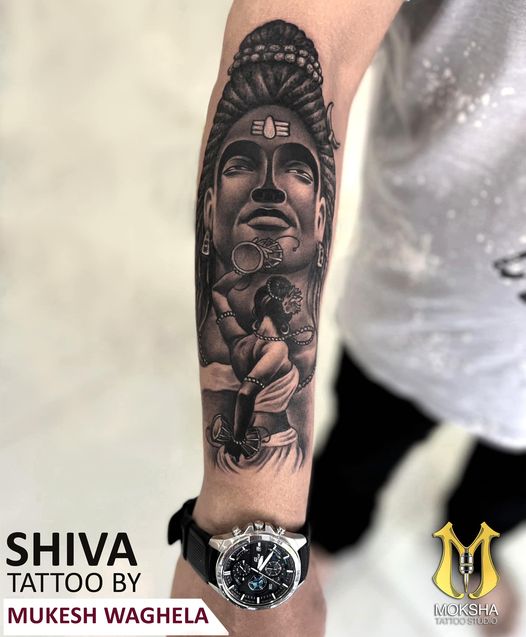 Tattoo art design of lord shiva collection Vector Image